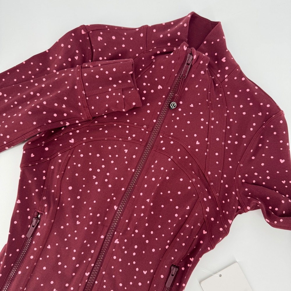 Lululemon Define Cropped Jacket Nulu Heart Dot Red Merlot Pink LW3KBDS Size 2